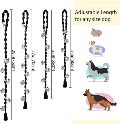 Dog Bells to Go Outside & Puppy Potty Training, Adjustable Dog Door Bell Ring to Go Potty, Handmade with Premium Yarn. Twisted Style, Black 2 Count