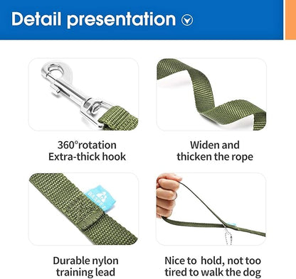 BAAPET 15/20/30/50/100 ft Long Dog Training Leash with Clickers for Small, Medium and Large Dogs or Cats (30 Feet, DarkGreen)