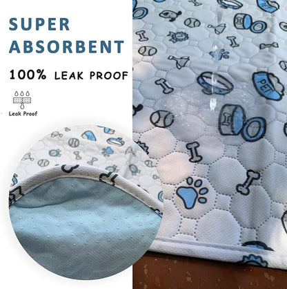 Washable Pee Pads for Dogs, 18x24in Reusable Puppy Pads, Absorbent Whelping Pads with Bone Print, Non-Slip Waterproof Pet Training Pads for Couch, Crate, Potty Training - 6 Pack