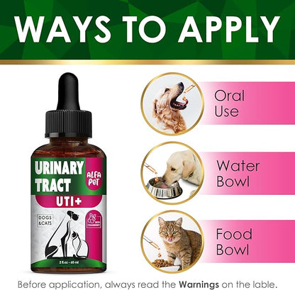 Сat Urinary Tract Infection Treatment with Cranberry – Dog UTI Treatment to Care for Bladder – Cat UTI Treatment for Kidneys – Preventive Support for Renal Health in Drops – 2 Oz