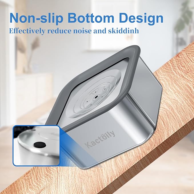 Kactoily 3L No-Spill Dog Water Bowl, Large Capacity Slow-Drinking Pet Water Feeder with Anti-Splash Floating Disk and Non-Slip Base (Square Dog Bowl)