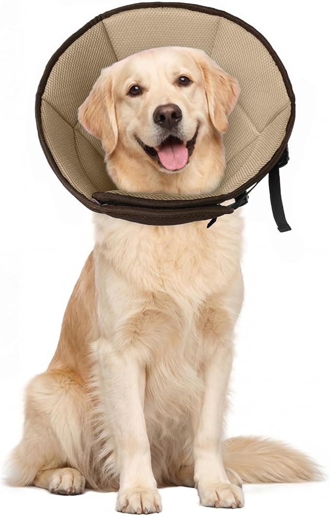 Dog Cone for Large Dogs After Surgery, Soft Dog Cone Collar for Dogs to Stop Licking, Adjustable Comfy E-Collar Alternative Lightweight Post-Surgery Recovery Elizabethan Collar for Pet