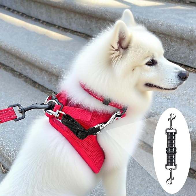 Dog Safety Clip,Prong Collar Safety Clip,Dog CollarClip Adjustable Reflective Nylon PuppyCollar Pet Collar Harness Connector Backup Clasp(2 Pcs Thickening)