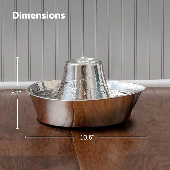 PetSafe Seaside Stainless Pet Fountain - Encourages Hydration - Dual Filtration Removes Odors - Compact Design - Rust Resistant Material - Quiet Motor -,(Pack of 4)