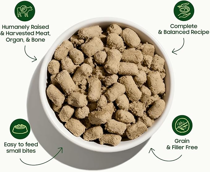 smallbatch Pets Freeze-Dried Raw Dog Food – Beef Recipe – 20oz Small Bites – Grain Free, High Protein, Complete Meal or Topper – Made in USA with Organic Produce & Humanely Raised (20 Oz, Beef)