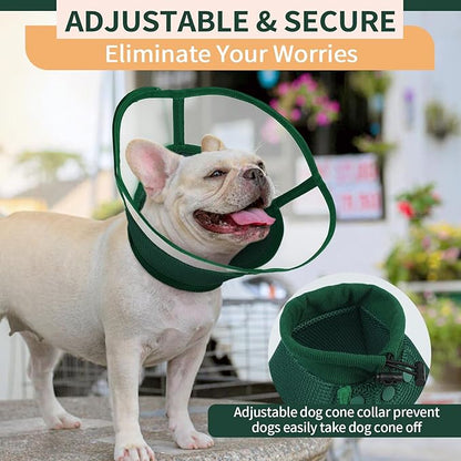 Allroaring Dog Cone Alternative, Soft Dog Cones for Large Dogs, Adjustable Doggie Recovery Cone Collar Comfy Pet Elizabethan Collars to Stop Licking for Wound Healing Care Spay Neuter, Green L