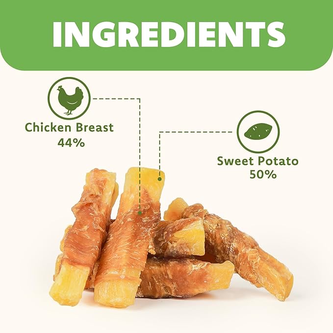 MON2SUN Chicken Wrapped Sweet Potato Dog Treats for All Breeds, Rawhide-Free Soft Chews for Training, No Artificial Colors, 25 oz