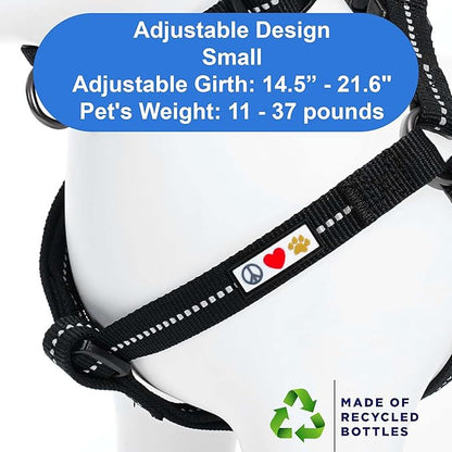 Pawtitas Recycled Reflective Step-in Dog Harness – Adjustable No-Pull Vest for Puppies to Seniors Safe & Comfortable S Black