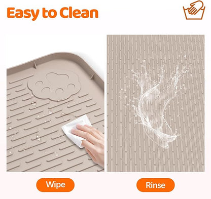 Pee Pads for Dogs, 34" x 22" Extra Large Reusable Silicone Mat, Washable Puppy Training Pads for Potty Training, Non-Slip, Leak-Proof, Indoor Floor Protection (Khaki)
