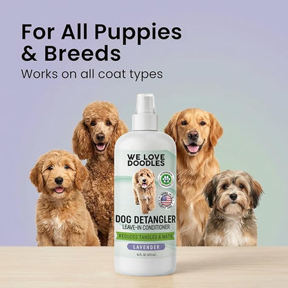 We Love Doodles Dog Detangler Spray - Leave-in Conditioner for Dogs - Dog Detangling Spray - Dematting Spray for Dogs - Tangle Remover - Made in The USA (Lavender)