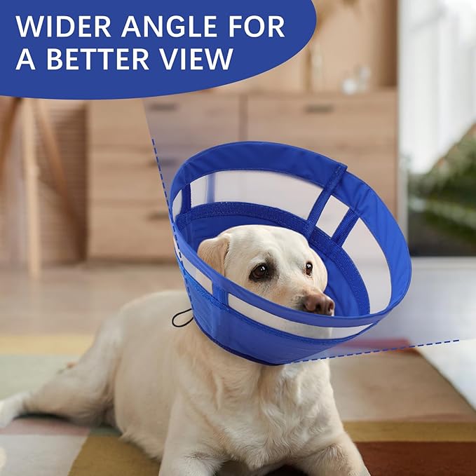 ASENKU Dog Cone Collar, Soft Adjustable Cone for Dogs to Stop Licking, Lightweight Recovery Dog Cone After Surgery, Pet E-Collar for Small, Medium & Large Dogs(Blue, S)