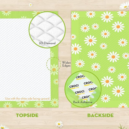CROCI Pee Pads for Dogs 28x34in Daisy Pattern, Puppy Pads with Adhesive Tabs Super Absorbent Up to 8 Cups, Disposable (40 Counts)