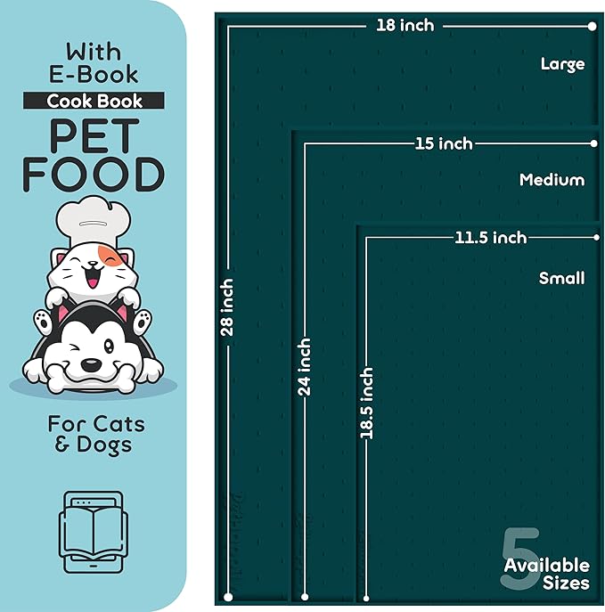 Dog Food Mat - 24x15 Raised Edges Dogs Mat for Food and Water Prevent Spill, Waterproof Cat Food Mats Protect Floors, Easy Clean Dog Bowl Mats for Food and Water, Silicone Pet Feeding Placemats