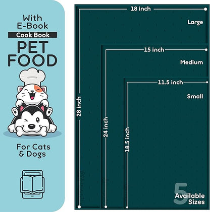 Dog Food Mat - 24x15 Raised Edges Dogs Mat for Food and Water Prevent Spill, Waterproof Cat Food Mats Protect Floors, Easy Clean Dog Bowl Mats for Food and Water, Silicone Pet Feeding Placemats