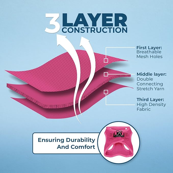 Best Pet Supplies Voyager Step-in Air All Weather Mesh Harness and Reflective Dog 5ft Leash Combo with Neoprene Handle, for Small, Medium and Large Breed Puppies - Set (Fuchsia), X-Small