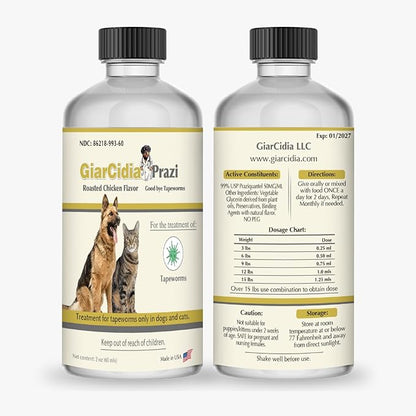 No More Tapeworms in Cats and Dogs- Dewormer for Cats and Dewormer for Dogs - Chicken Flavour with 3ml Dropper (60ml)