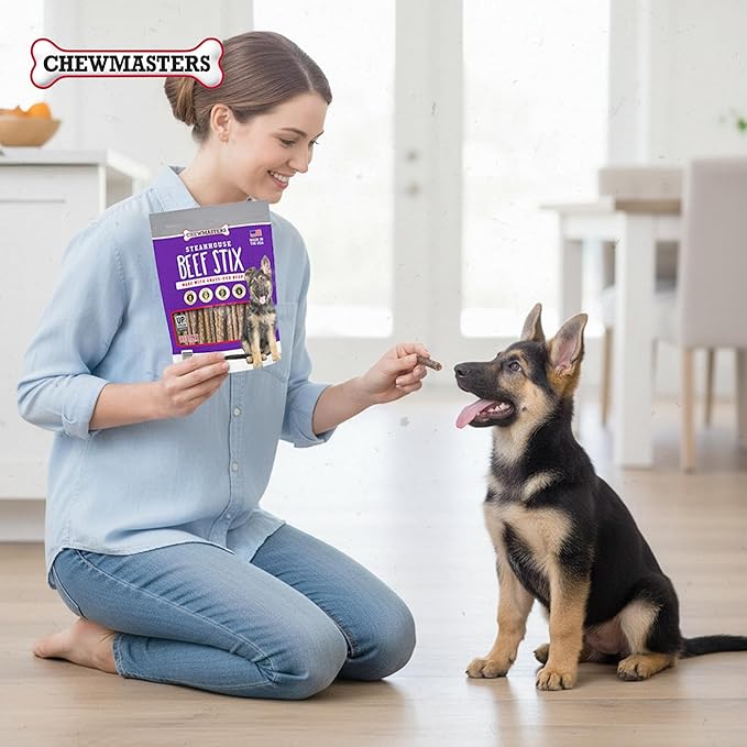 Chewmasters Beef Stix – Grass-Fed, Grain-Free, All-Natural High-Protein Dog Chews for Training & Rewards, Healthy Treats for All Breeds, Made in USA, 2lb Bag