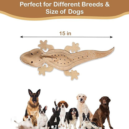 SPOT Skinneeez Leather Lizard – 15" Stuffing-Free Dog Toy with Real Leather & 2 Squeakers, Chew & Toss Toy for Small & Medium Dogs, Best for Light to Moderate Chewers