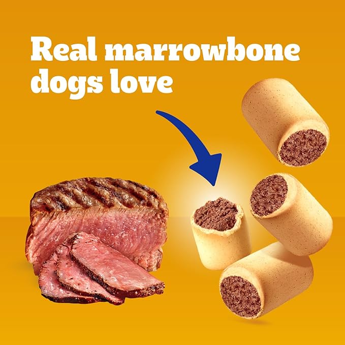 Pedigree Dry Dog Treats MarroBone, Real Beef Flavor, Bone Marrow Dog Treats, 1.5 lb. Bag (Pack of 8)