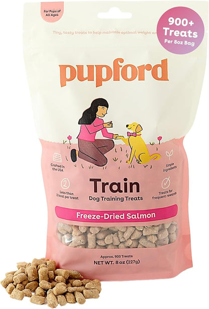 Pupford Freeze Dried Training Treats for Dogs & Puppies, 900+ Two Ingredient Bites (Salmon, 8 oz)