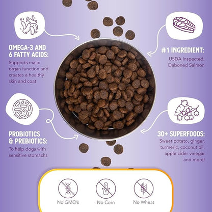 Health Extension Grain Free Salmon & Sweet Potato Dry Dog Food - 30+ Superfoods and Probiotics for All Life Stages (4 lb)