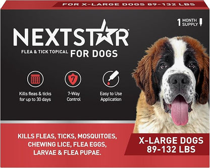 NEXTSTAR Flea and Tick Prevention for Dogs, Repellent & Control, Fast Acting Waterproof Topical Drops, Extra-Large Dog Flea & Tick Control, 1 Monthly Dose