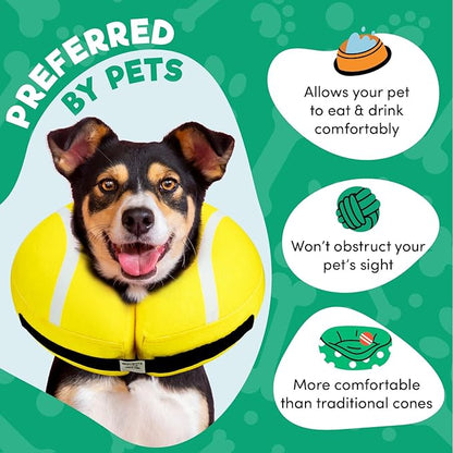 BENCMATE Inflatable Dog Cone Collar Alternative, Soft Dog Cone for Small Medium Large Dogs and Cats, Neck Recovery ECollar Donut Collar After Surgery (Large, Tennis)