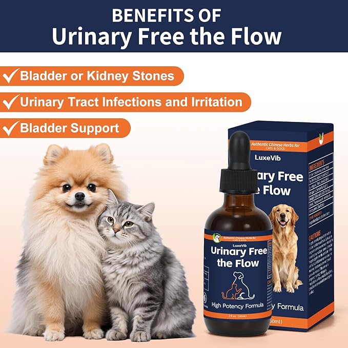 Dogs and Cats Bladder Crystals Treatment or Stone, Bladder Kidney Stones Dissolver for Pet, Cat Dog Urinary Tract Supplements for Kidney and Bladder Stones, Urinary Free The Flow, 2 fl oz, 60ml