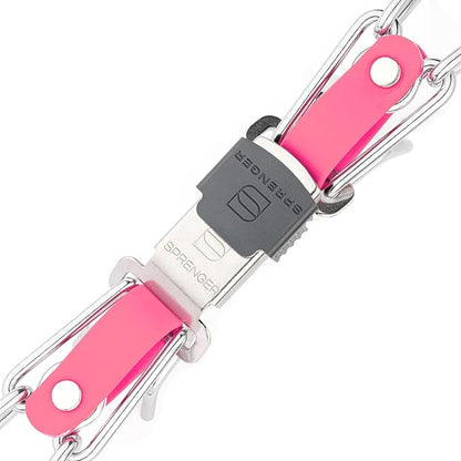 Herm Sprenger Chrome Plated Steel Dog Collar with Quick Release ClicLock Buckle O-Ring Biothane Insert Training Collar Made in Germany (Passionfruit Pink, 25in x 4.0mm(Neck Size up to21-22in))