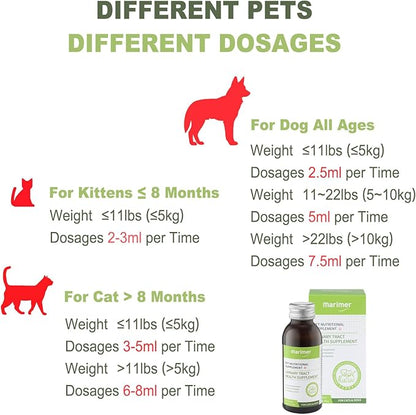MARIMER Urinary Health Liquid Supplement for Cats for Dogs – Cranberry, Herbal Extracts & Vitamins – Supports Urinary Tract, Reduces Infections & Stones – All Life Stages, 3.38oz (100ml)