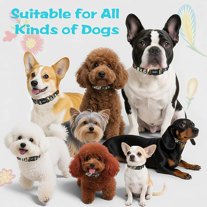 Kazazoo Dog Collar Cute and Soft Nylon Puppy Collar for Boy and Girl, Adjustable Dog Collars for Medium Large Dogs, Tropical-L