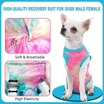 Dog Surgery Recovery Suit, Surgical Recovery Suit for Dog Male Female Neuter, Spay Shirt Onesie for Post Surgery, Cone Alternative, Tie-dye Green, S