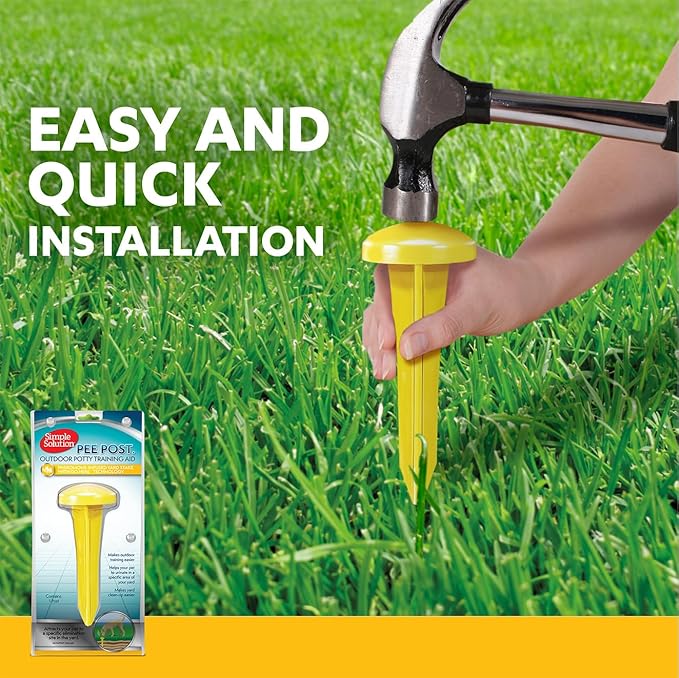 Simple Solution Pee Post Outdoor Dog Training Aid, 13-Inch Pheromone Infused Yard Marking Stake for Puppy Potty Training, Housebreaking, Lawn and Garden Dog Pee Attractant, Reusable Potty Helper