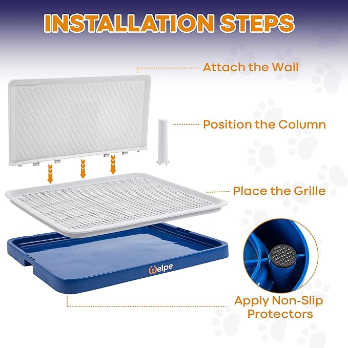 Welpe Dog Potty Tray with Pee Pad Holder - Perfect Indoor Potty Training Solution for Small and Medium Dogs. Say Goodbye to Messy Floors and Enjoy Stress-Free Training Success!