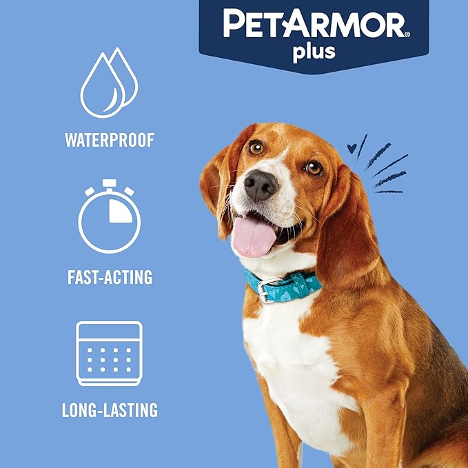 PetArmor Plus Flea and Tick Prevention for Dogs, Medium Dog Flea and Tick Treatment, 1 Dose, Waterproof Topical, Fast Acting (23-44 lbs)