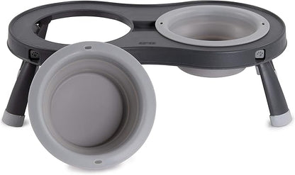 Dexas Pets Double Elevated Pet Feeder, Light Gray, Small/1 Cup Capacity Bowls (PW100432429)