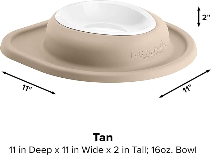 WeatherTech Single Low Pet Feeding System w/Plastic Dog/Cat Bowls - 16 oz (2 Cups) Tan (PSL1602TN)
