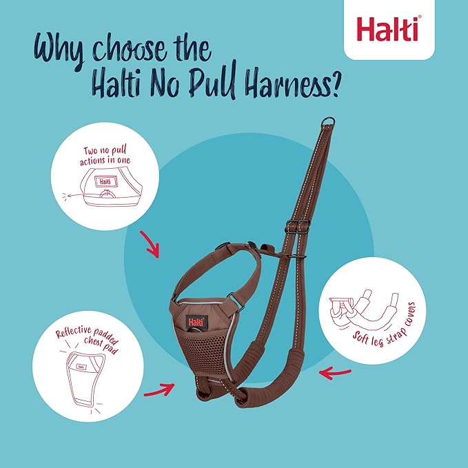 Halti No Pull Harness - Stop Your Dog Pulling on The Leash. Adjustable, Lightweight and Easy to Use. Reflective Dog Training Harness for Small Dogs (Size S, Deep Walnut)