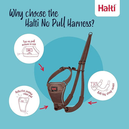 Halti No Pull Harness - Stop Your Dog Pulling on The Leash. Adjustable, Lightweight and Easy to Use. Reflective Dog Training Harness for Small Dogs (Size S, Deep Walnut)