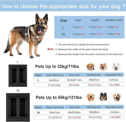 44/54cm Wide Dog Door for Wall, Auto Closing Indoor Pet Gate for Bedrooms/Kitchens/Entryway, Aluminum Alloy Frame with Plastic Doors Panel(Up to 30kg)