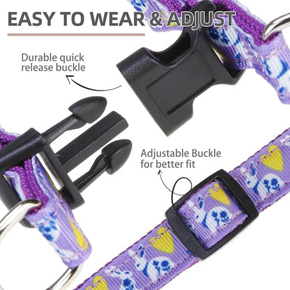 PUPTECK No Pull Easter Dog Harness Soft Adjustable Basic Nylon Step in Puppy Vest Outdoor Walking with ID Tag, Light Purple M