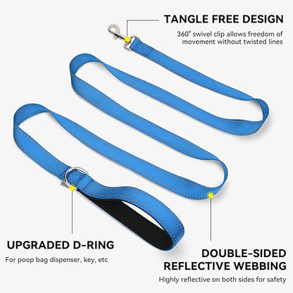 Joytale Dog Leash, 6 FT Double-Sided Reflective, Padded Handle Nylon Heavy Duty Leashes for Medium & Large Dogs Walking, SkyBlue