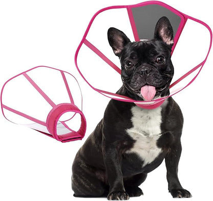 Clear Dog Cone, Elizabethan Collar for Dogs to Stop Licking, Plastic Pet E-Collar Alternative After Surgery, Adjustable Dog Recovery Cone for Wound Healing