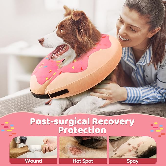 Gimars Inflatable Dog Cone Alternative Dog Donut Collar After Surgery, Soft Neck Pillow Recovery Cone, Elizabethan Collar Alternative for Puppies, Cats