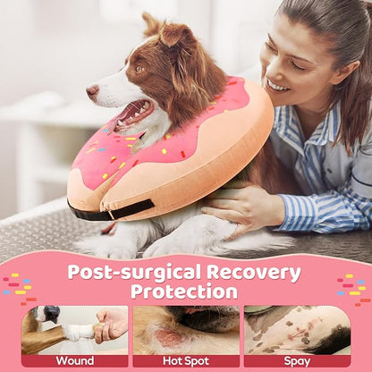 Gimars Inflatable Dog Cone Alternative Dog Donut Collar After Surgery, Soft Dog Neck Pillow Recovery Cone Collar, E Collar and Elizabethan Collar Alternative for Small and Medium Dogs