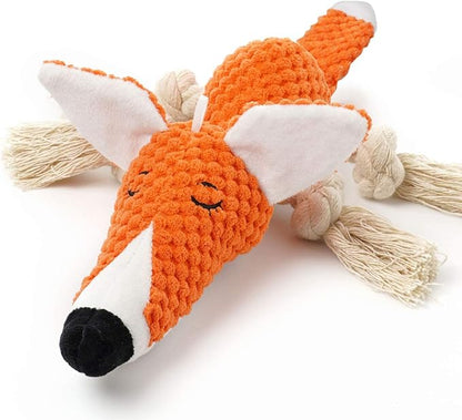 Sedioso Cute Squeaky Dog Toy, Stuffed Plush Toy for Puppies, Durable Dog Chew Toy for Small, Middle, Large Breed (Orange Fox)
