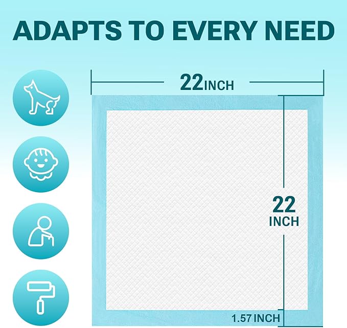 Clean Spaces 100 Count Super Absorbency Puppy Pads 22"x 22", Leakproof Quick Drying Dog Training Pee Pads, Puppy Pee Pads, Disposable Underpads Changing Pads for Baby, Puppy and Adults