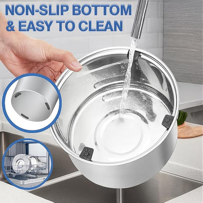 Set of 2 Dog Water Bowl Stainless Steel 5.6L/190oz No Spill Water Bowls 1.5 Gal Large Capacity No Splash Slobber Stopper Slow Drinking Spill Proof Bowls for Messy Drinkers, Including Pet Food Bowl