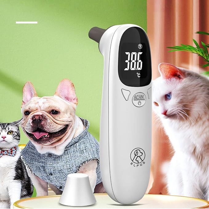 Pet Ear Thermometer for Dogs, Cats, and Livestock, Digital Ear Thermometers, Rechargeable, 1 Second Measurement, Noncontact, Veterinary Supplies