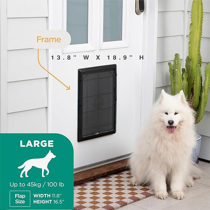 Hakuna Pets Essential Pet Door, Large, Black